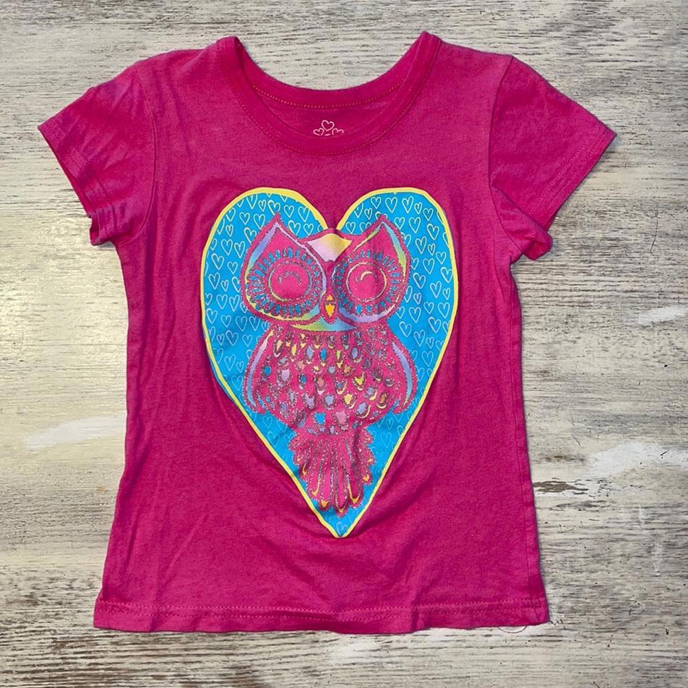 Adore Pink Owl Heart Tee